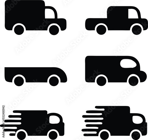Track icons set. Van icon. Vector illustration