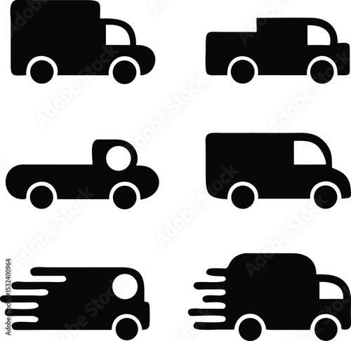 Track icons set. Van icon. Vector illustration