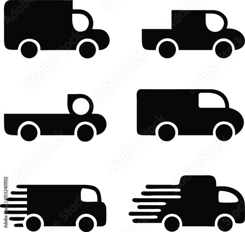 Track icons set. Van icon. Vector illustration