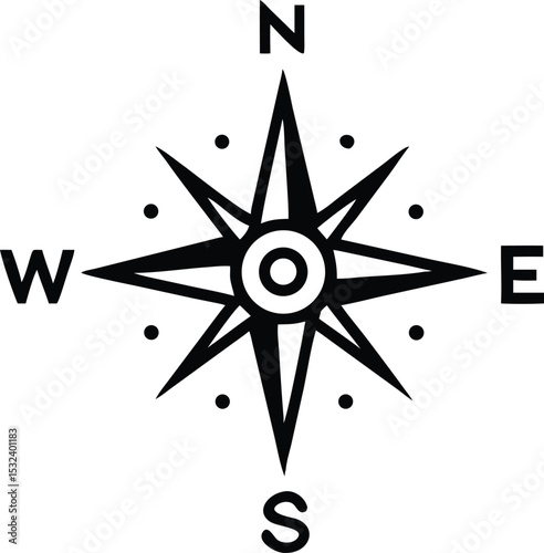 Wind rose. Compass icon. Vector illustration