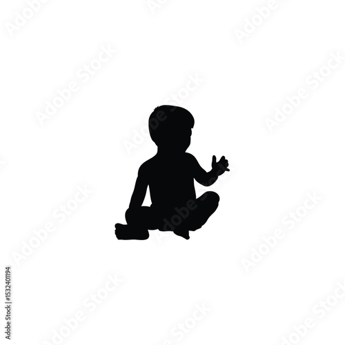 Print Crawling babies silhouettes vector black and white illustration. Infants in different positions from side view