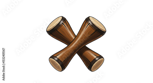 Pair of crossed djembe drums isolated PNG with Transparent Background