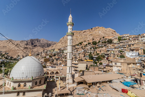 Bild auf Leinwand Aerial view of Akre town with the Great Mosque, Kurdistan Region of Iraq