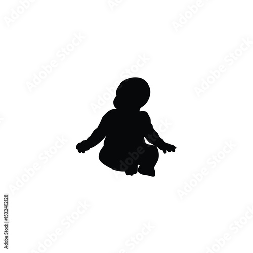 Print Crawling babies silhouettes vector black and white illustration. Infants in different positions from side view