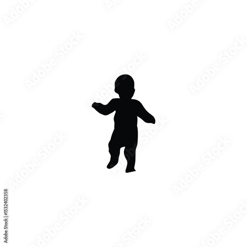 Print Crawling babies silhouettes vector black and white illustration. Infants in different positions from side view