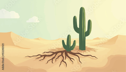 Cactus in desert landscape