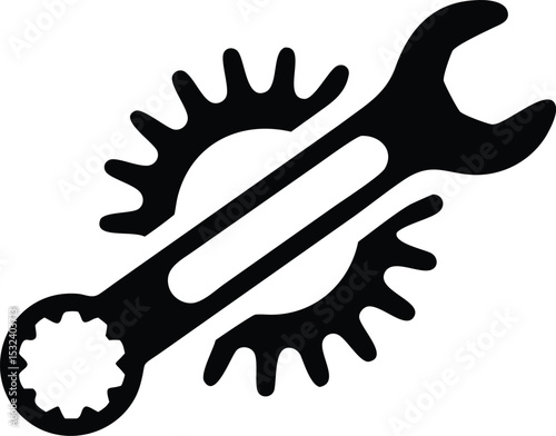 Wrench and gear icon on white background. Vector illustration