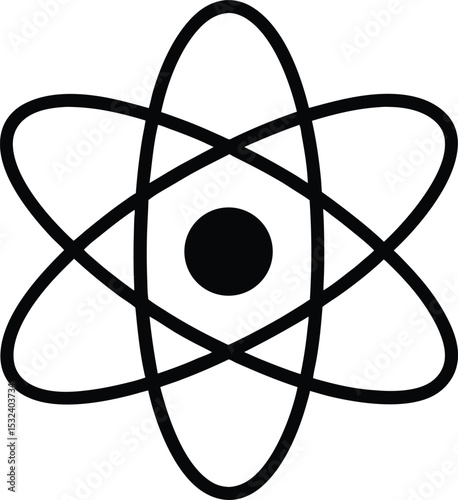 Atom – black silhouette on white background