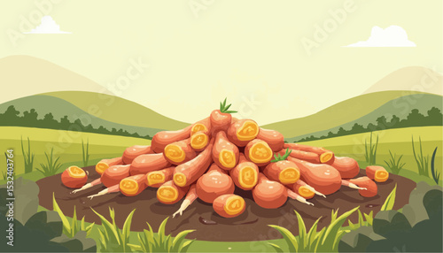 Pile of Carrots in Field