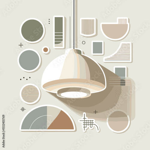 Modern pendant lamp with geometric patterns and soft colors  