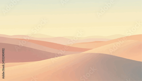Desert Landscape with Sand Dunes in Warm Light
