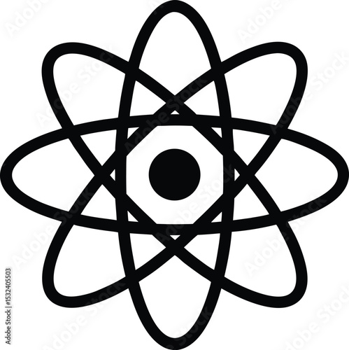 Atom – black silhouette on white background