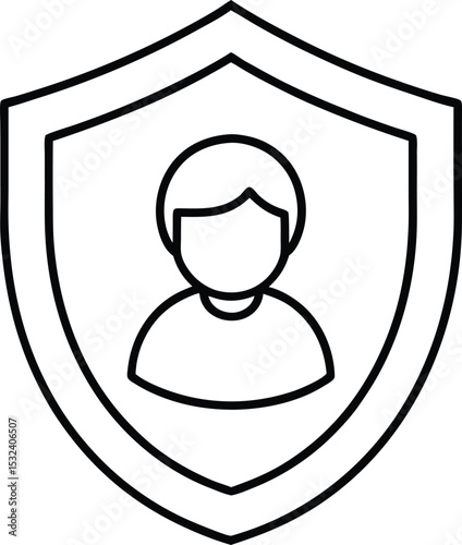  Cyber security vector Line art illustration User Profile Protected by Firewall Vector