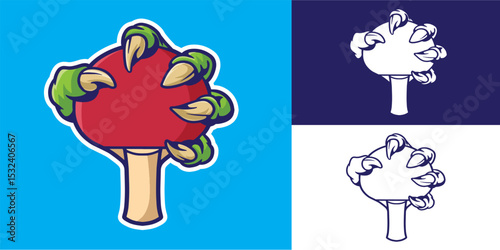 claw grab ping pong bat good for logo, sticker, badge, element design, print design, etc