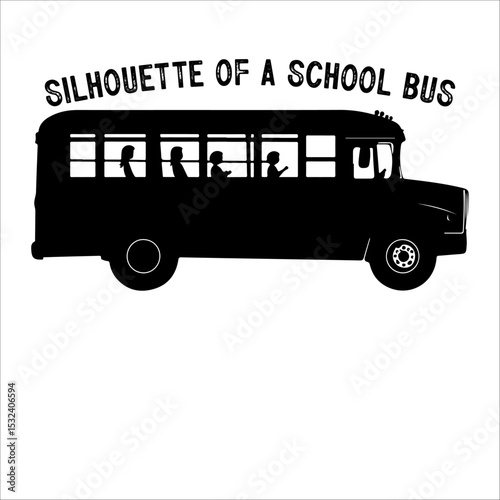 School Bus Vector Illustration with Kids.