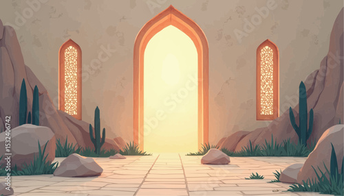 Desert archway with stone path