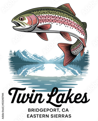 Rainbow trout jumping over twin lakes in the eastern sierras
