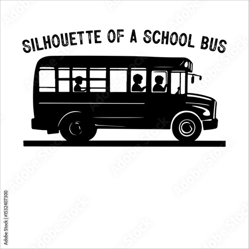 School Bus Vector Illustration with Kids.