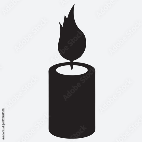 candle flame light burning wax icon 1 silhouette vector art illustration
