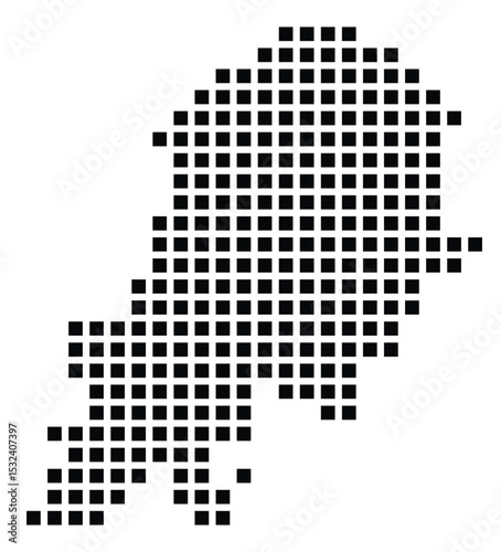 Symbol Map of the City Cesena (Italy) showing the city with a pattern of just a few black squares