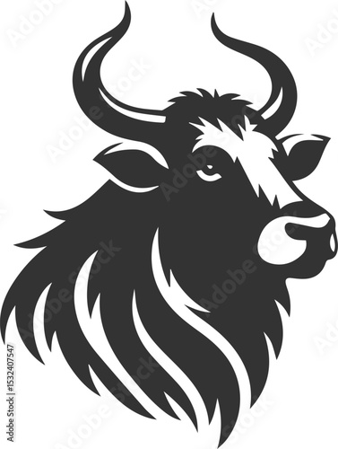 Big animal black bull vector silhouette isolated
