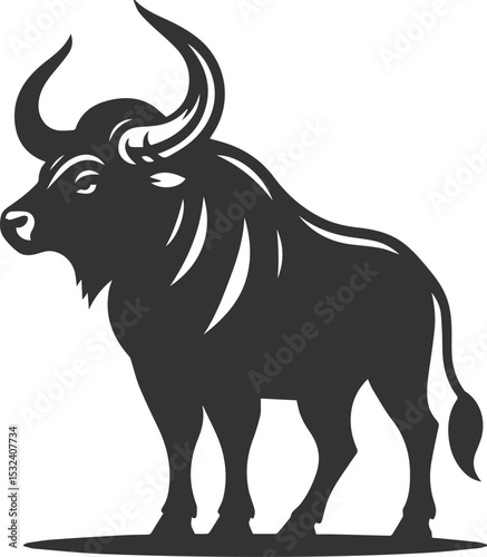 Big animal black bull vector silhouette isolated