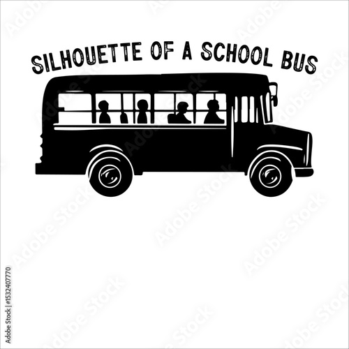 School Bus Vector Illustration with Kids.