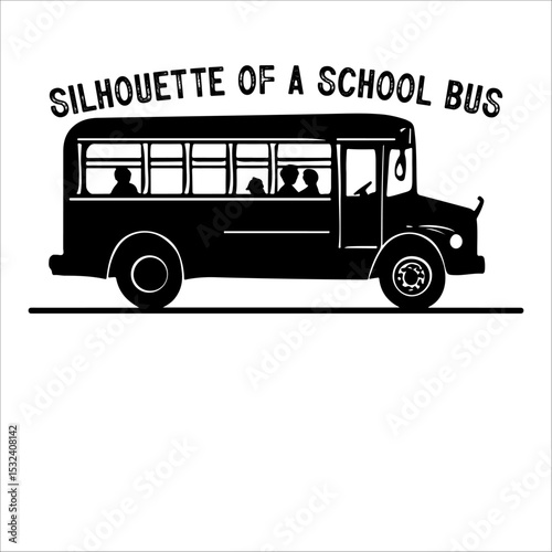 School Bus Vector Illustration with Kids.