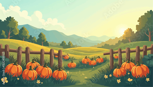 Pumpkin patch field autumn landscape