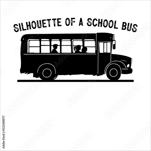 School Bus Vector Illustration with Kids.