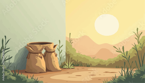 Sack in nature illustration