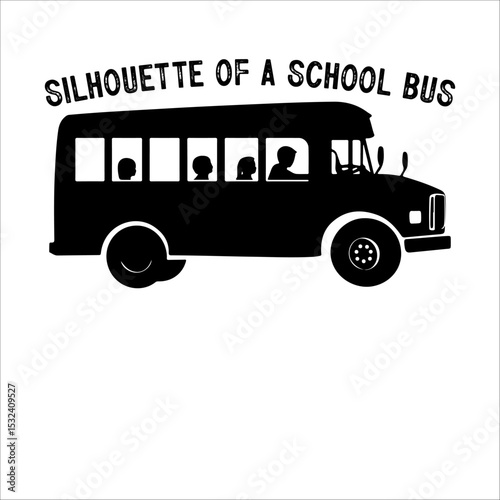 School Bus Vector Illustration with Kids.