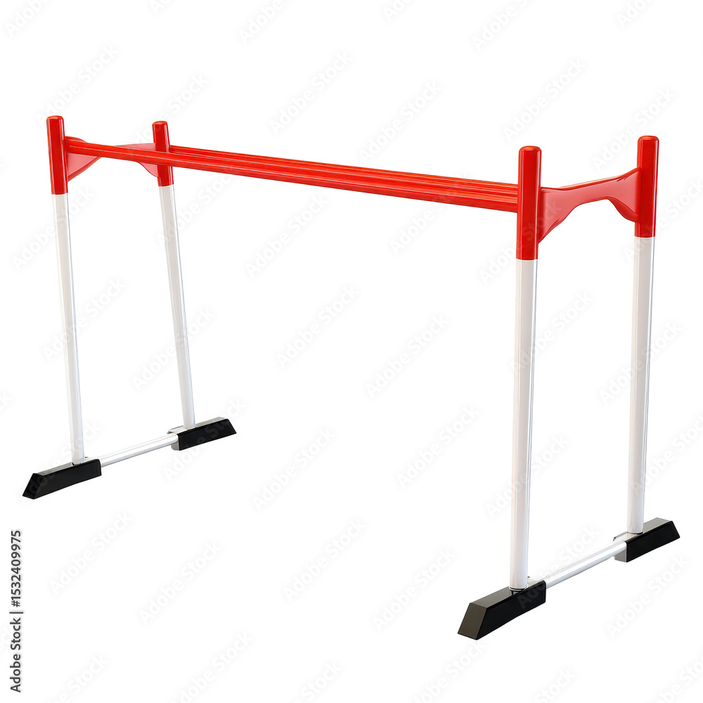 Obraz premium Hurdles, Female Athlete Performs High Jump Over Hurdles During Track Competition on Outdoor Field, isolated on transparent background