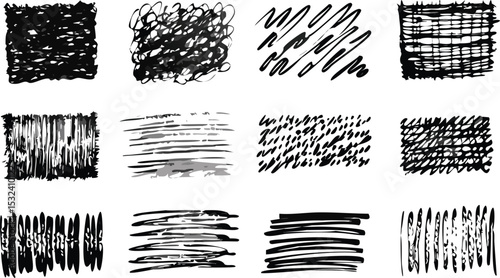 Wallpaper Mural Ink pen scrawl collection isolated on transparent background. Various rectangular shapes of hand drawn scribble line drawings  Torontodigital.ca