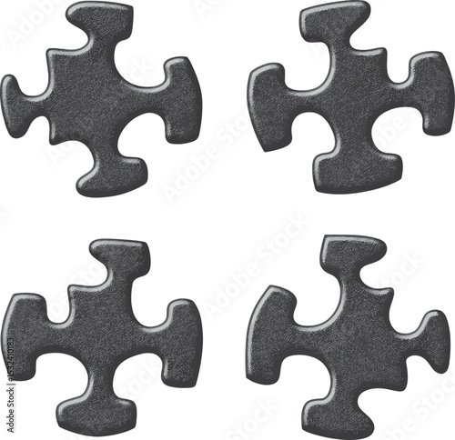 Puzzle Pieces, Vector Illustration on White Background.