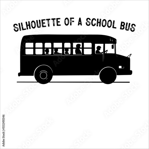 School Bus Vector Illustration with Kids.