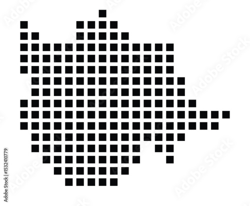 Symbol Map of the City Legionowo (Poland) showing the city with a pattern of just a few black squares