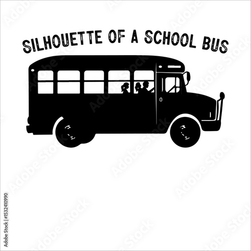 School Bus Vector Illustration with Kids.