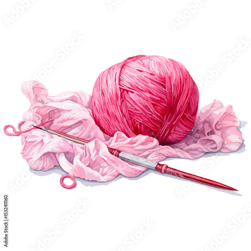 Knitting and Crochet Watercolor Clipart, yarn, needlework, beautiful knitting artwork