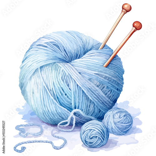 Knitting and Crochet Watercolor Clipart, yarn, needlework, beautiful knitting artwork