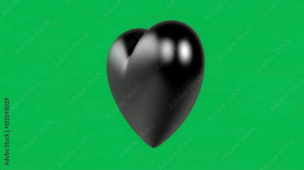A black heart against a green background, symbolizing love, contrast, and the complexity of emotions in a modern, vibrant context.