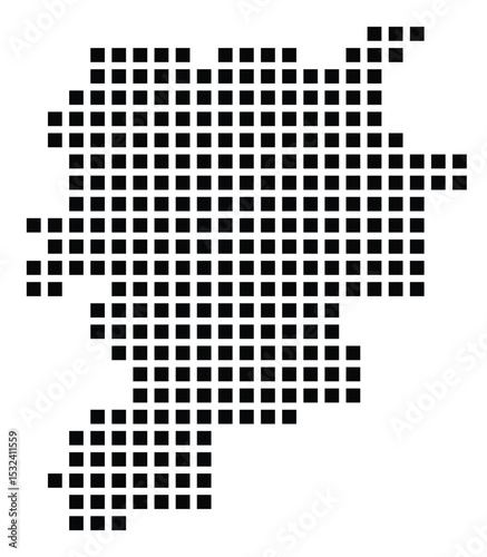 Symbol Map of the City M. Lublin (Poland) showing the city with a pattern of just a few black squares