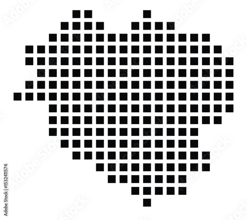 Symbol Map of the City M. Olsztyn (Poland) showing the city with a pattern of just a few black squares
