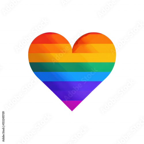 Love in Every Shade: A vibrant rainbow heart radiates positivity, hope, and unity, signifying love, acceptance, and the beauty of diversity.