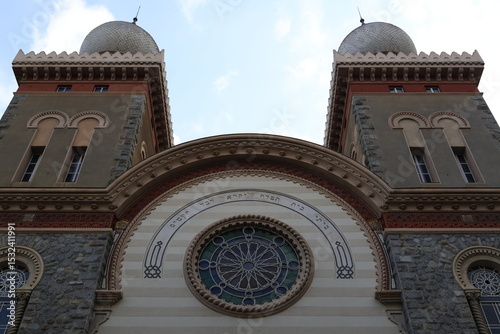 Synagogue of Turin (Tempio Israelitico) – Moorish‑Revival Facade with Onion‑Dome Towers in Urban Setting