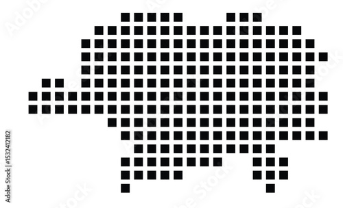 Symbol Map of the City M. Torun (Poland) showing the city with a pattern of just a few black squares