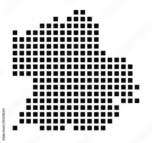 Symbol Map of the City M. Tychy (Poland) showing the city with a pattern of just a few black squares