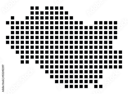 Symbol Map of the City M. Wroclaw (Poland) showing the city with a pattern of just a few black squares