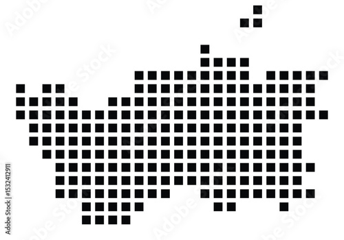 Symbol Map of the City Zawiercie (Poland) showing the city with a pattern of just a few black squares