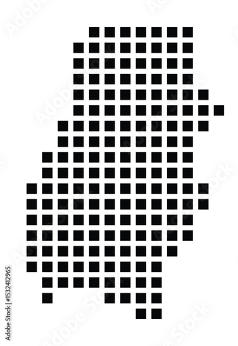 Symbol Map of the City Mina de Agua (Portugal) showing the city with a pattern of just a few black squares